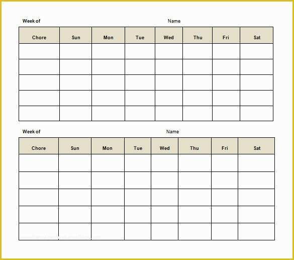Free Daily Chore Chart Template Of 11 Sample Weekly Chore Chart Template Free Sample
