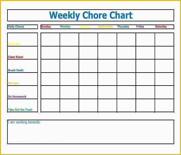 Free Daily Chore Chart Template Of 30 Weekly Chore Chart Templates Doc Excel
