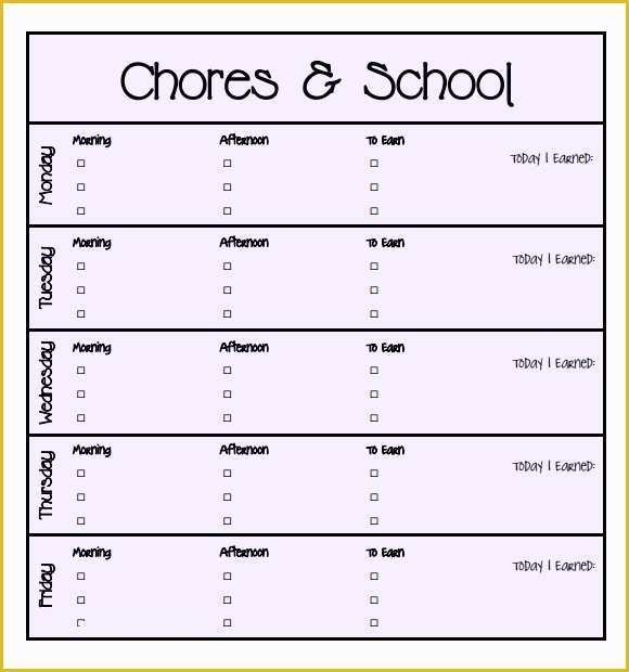 Free Daily Chore Chart Template Of 9 Kids Chore Chart Templates for Free Download