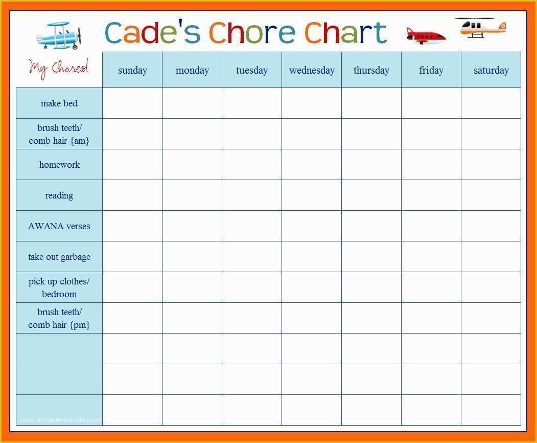 Free Daily Chore Chart Template Of Daily Chore Chart Template