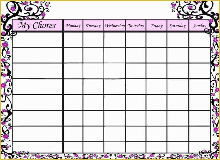 Free Daily Chore Chart Template Of Free Blank Chore Charts Templates