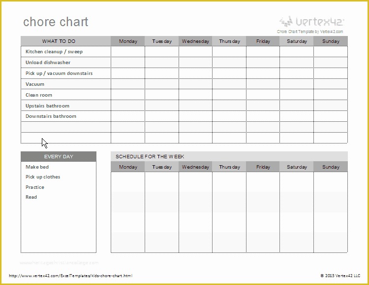 Free Daily Chore Chart Template Of Free Kids Chore Chart Template