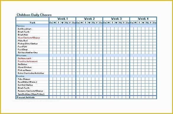 Free Daily Chore Chart Template Of Free Printable Blank Chore Chart Template