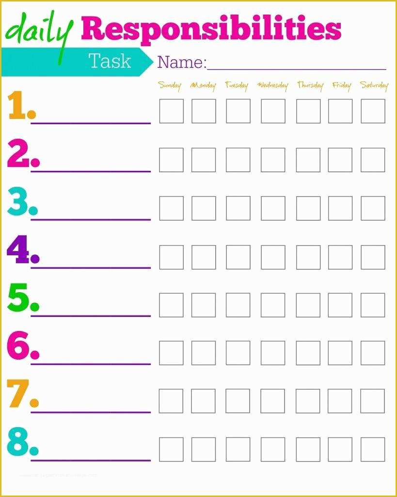 Free Daily Chore Chart Template Of Free Printable Chore Charts for Kids Ideas by Age
