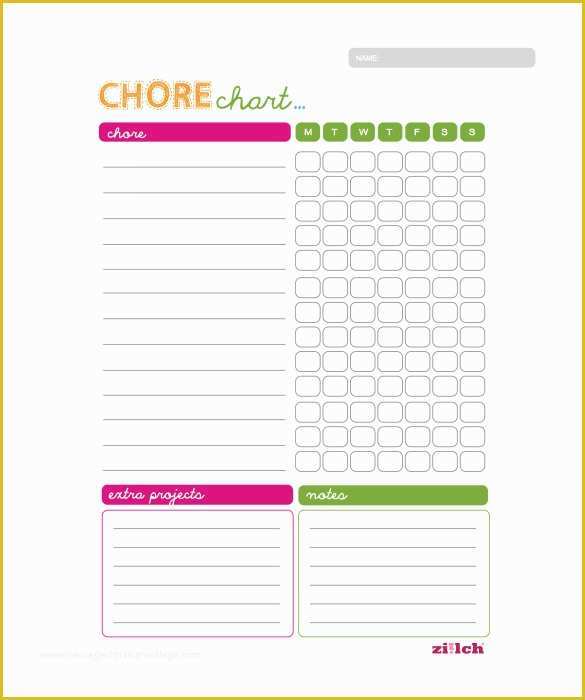 Free Daily Chore Chart Template Of Weekly Chore Chart Template – 11 Free Word Excel Pdf