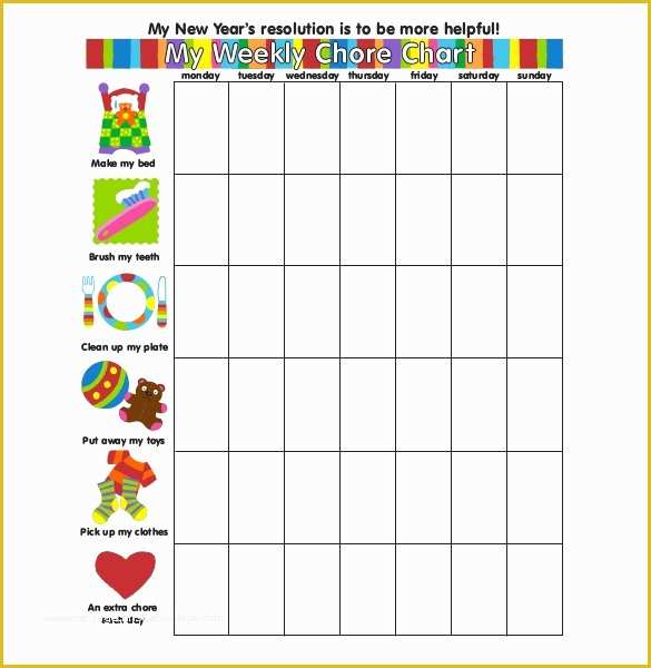 Free Daily Chore Chart Template Of Weekly Chore Chart Template 24 Free Word Excel Pdf