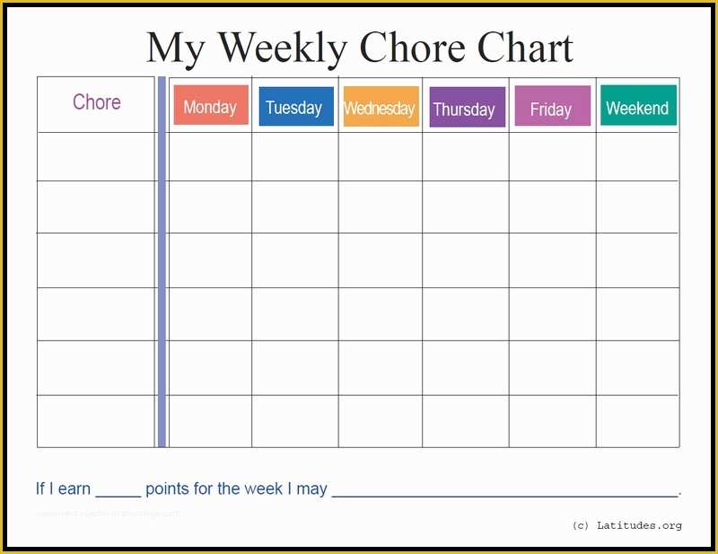 Free Daily Chore Chart Template Of Weekly Chore Chart Template