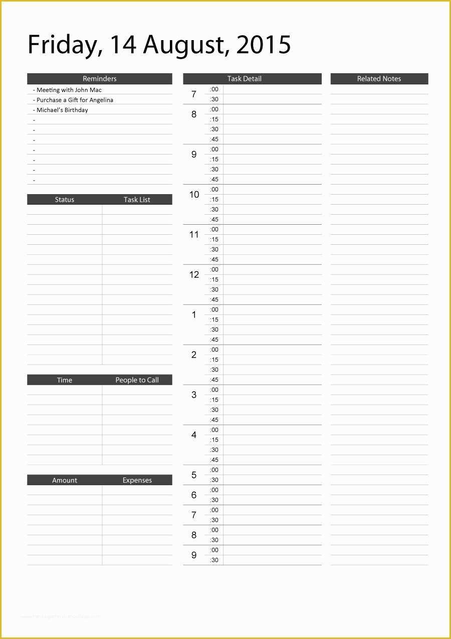 Free Daily Schedule Template Of 40 Printable Daily Planner Templates Free Template Lab