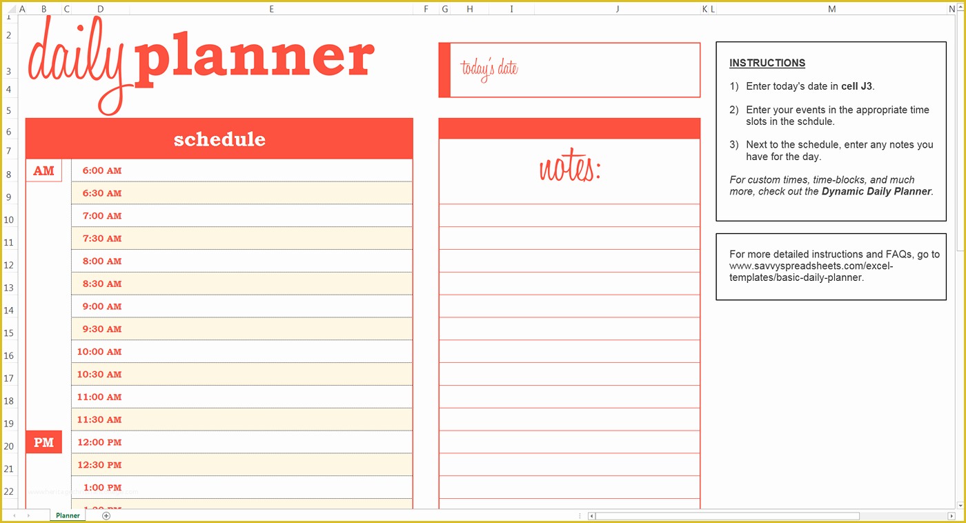 Free Daily Schedule Template Of Daily Planner Template Excel