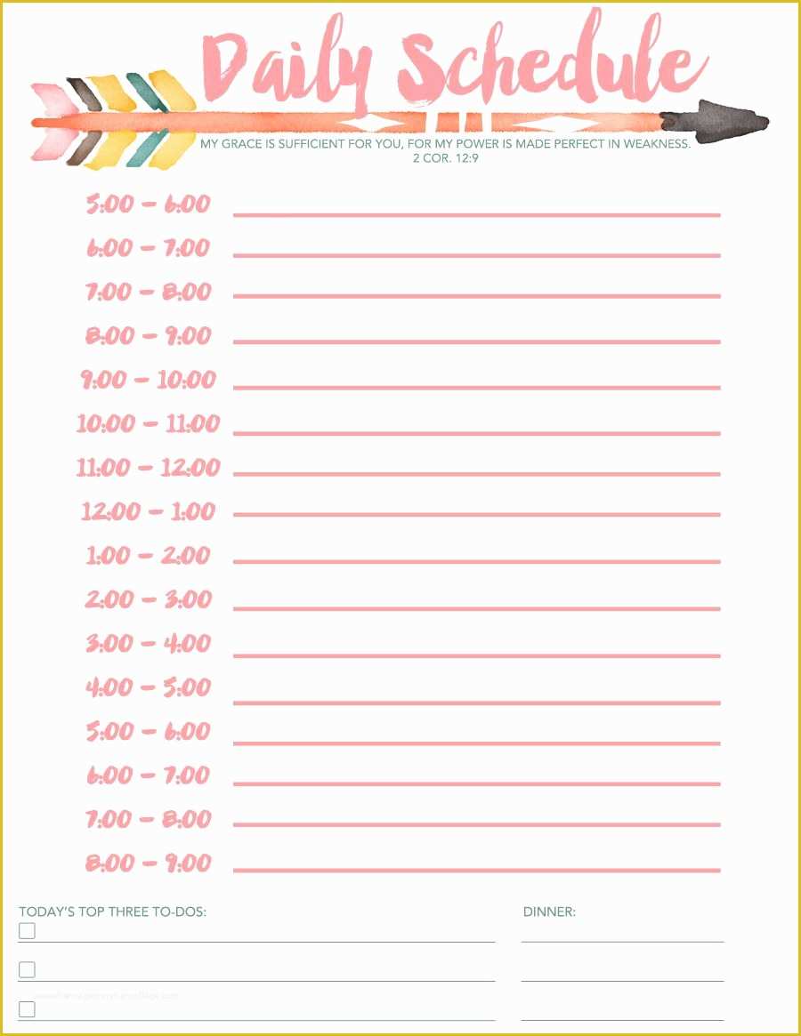 Free Daily Schedule Template Of Daily Schedule Free Printable Diy