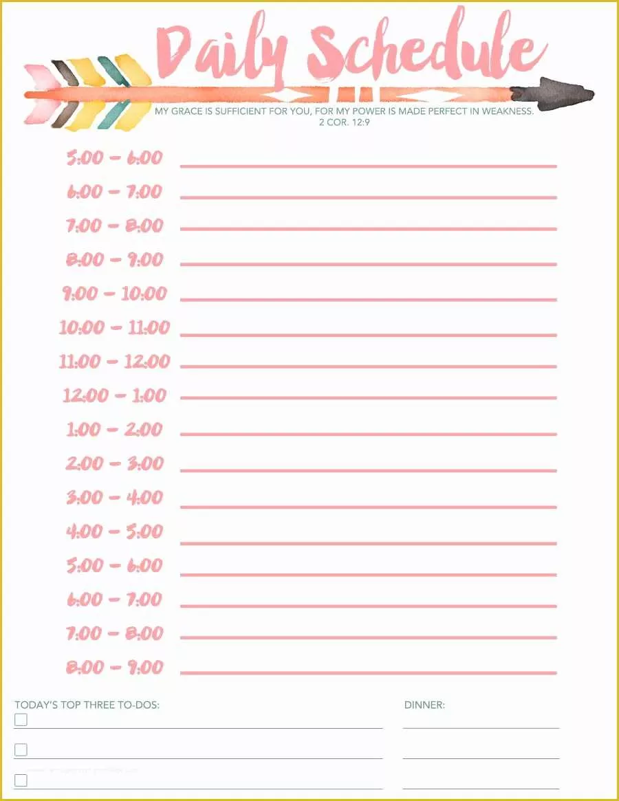 Free Daily Schedule Template Of Daily Schedule Free Printable Diy