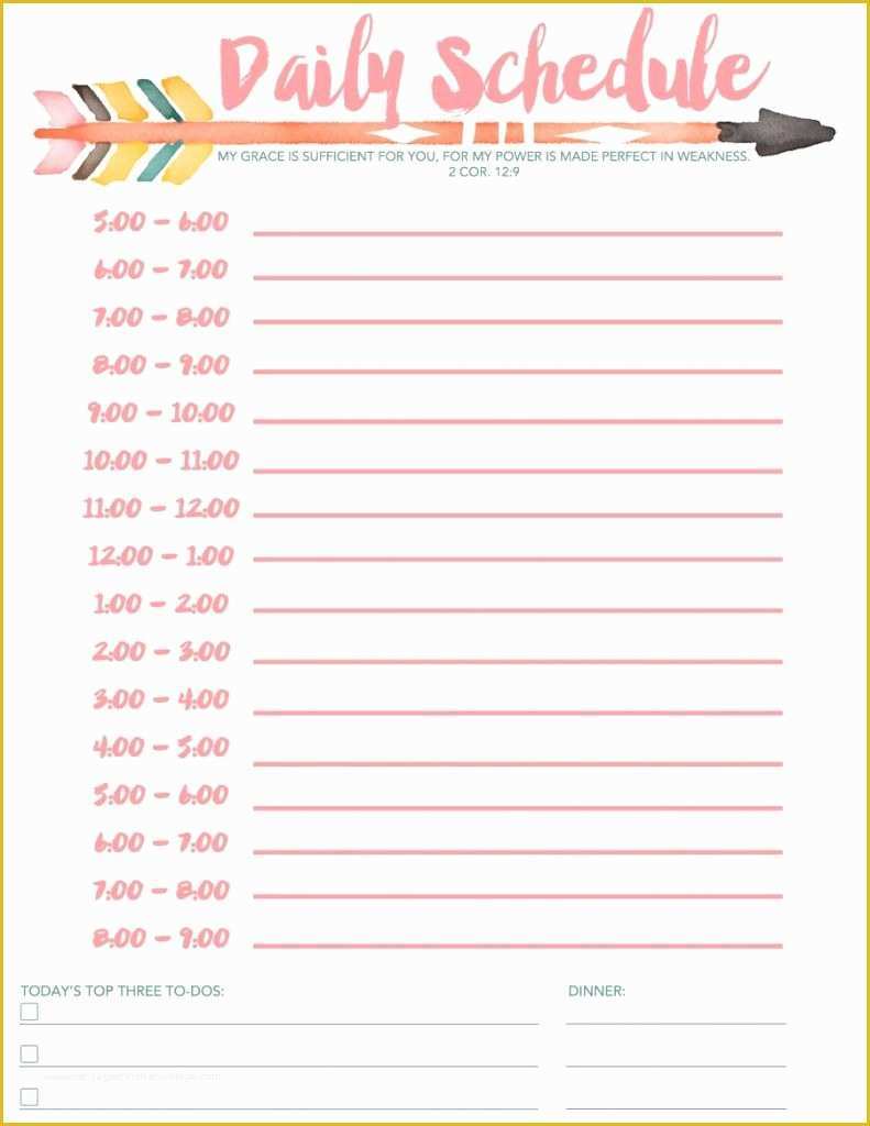 Free Daily Schedule Template Of Daily Schedule Free Printable