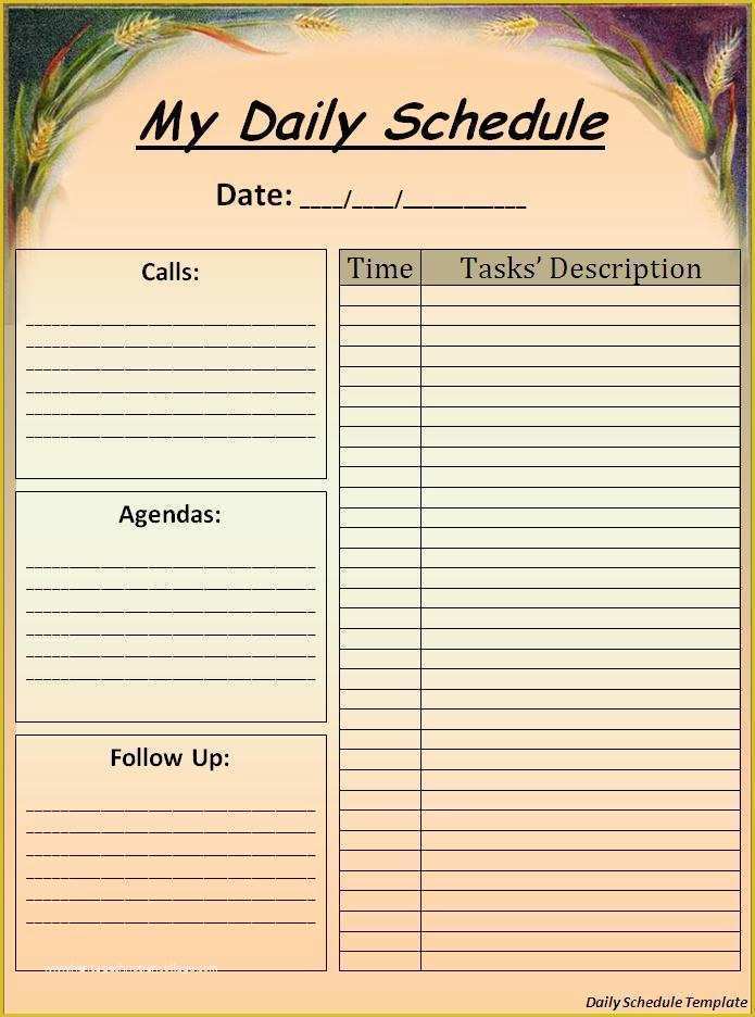 Free Daily Schedule Template Of Daily Schedule Template