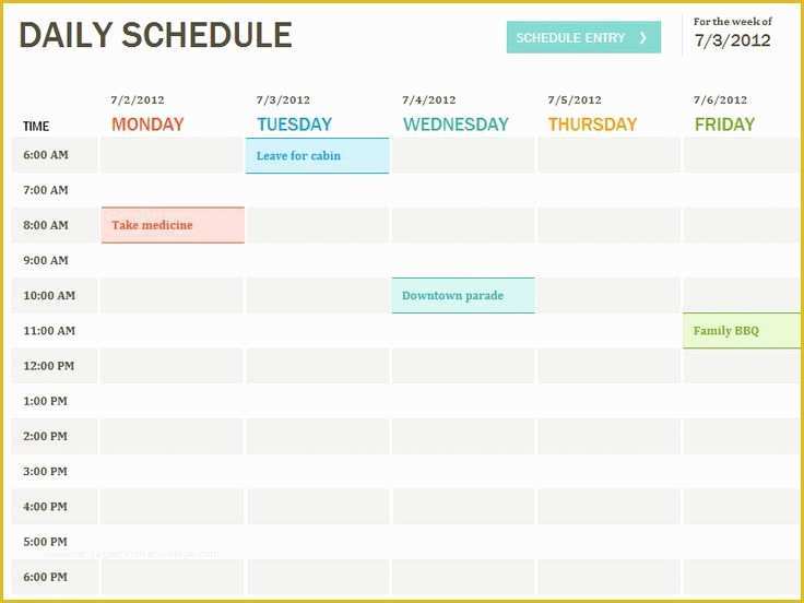 Free Daily Schedule Template Of Daily Schedule Template