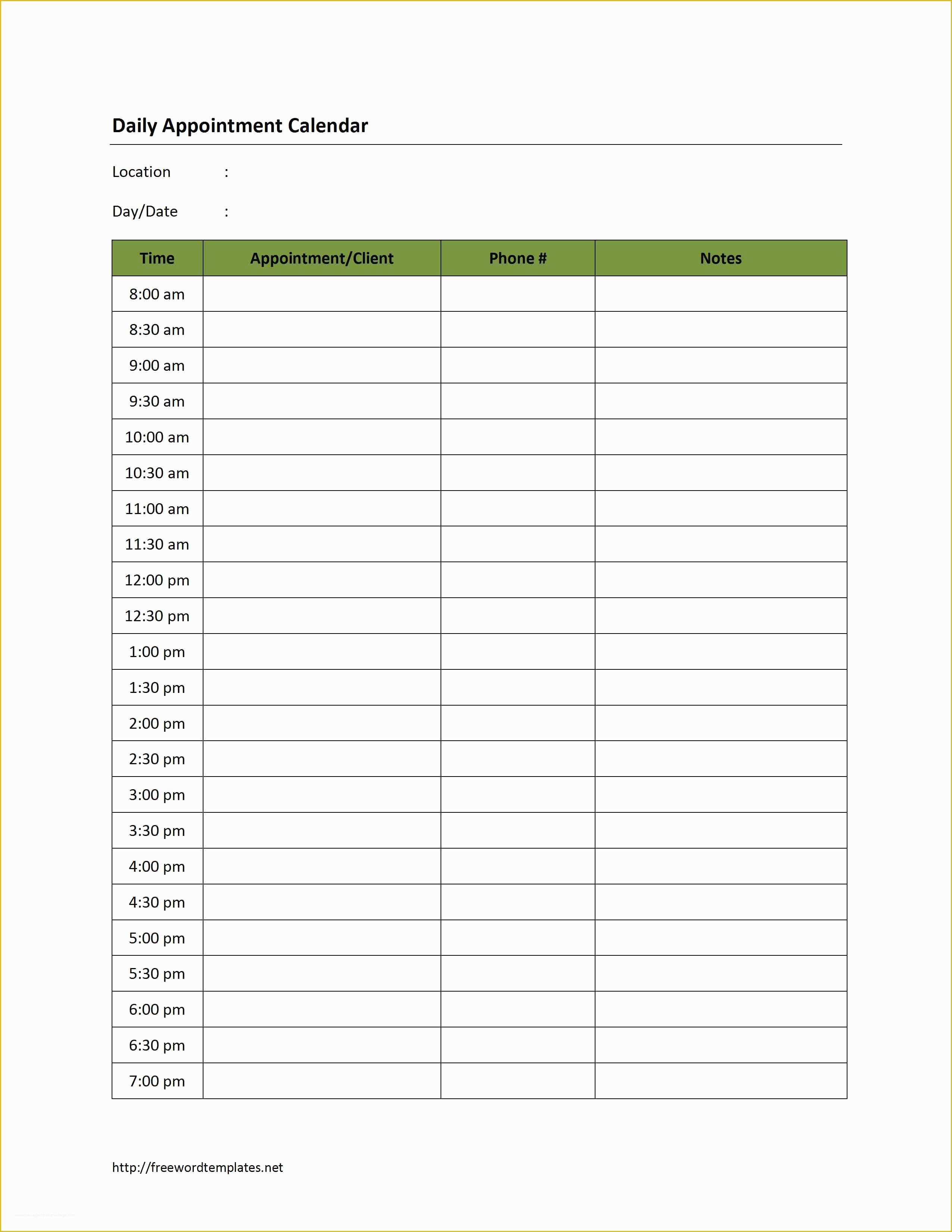 Free Daily Schedule Template Of Free Printable Blank Daily Calendar