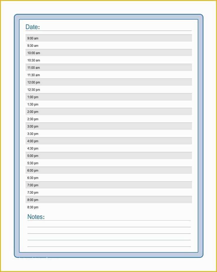 Free Daily Schedule Template Of Half Hourly Day Planner Printout