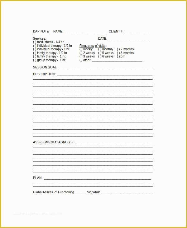 Free Dap Note Template Of 6 Sample Dap Notes – Pdf Doc