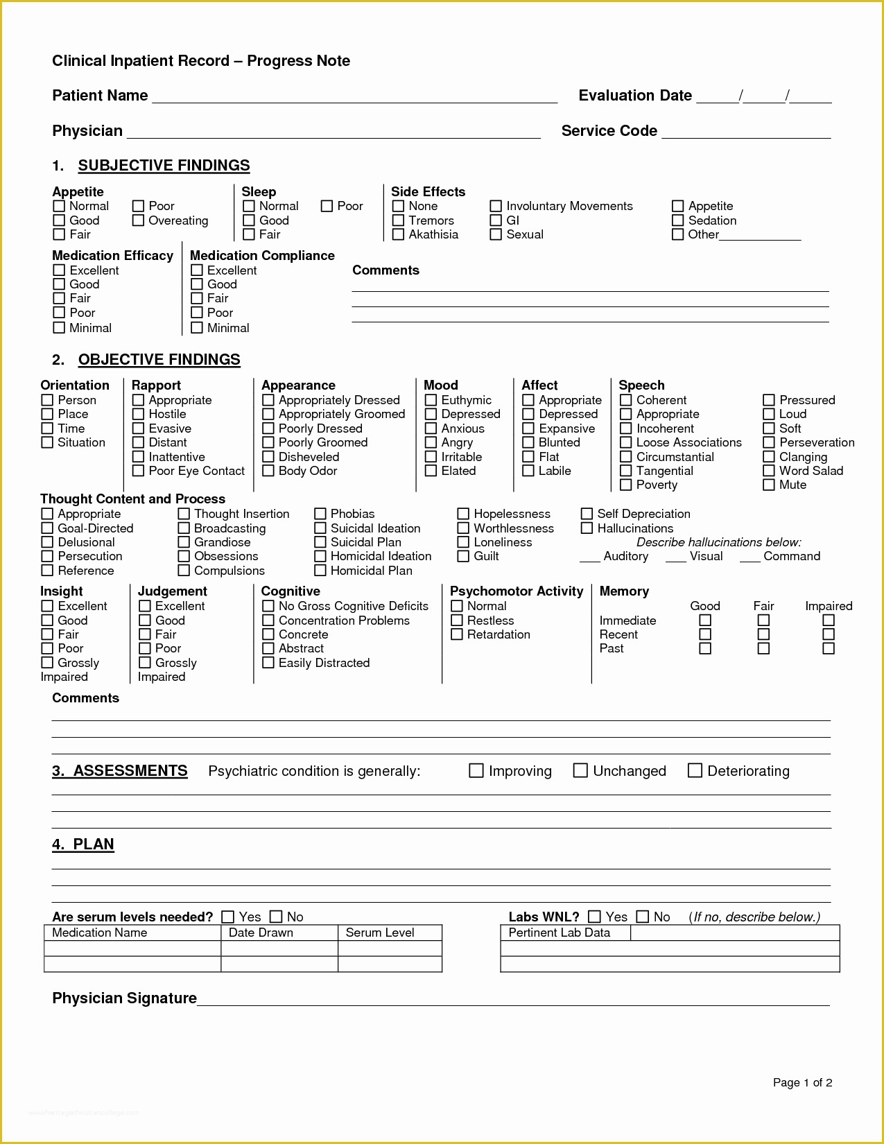 Free Dap Note Template Of Clinical Progress Note Template
