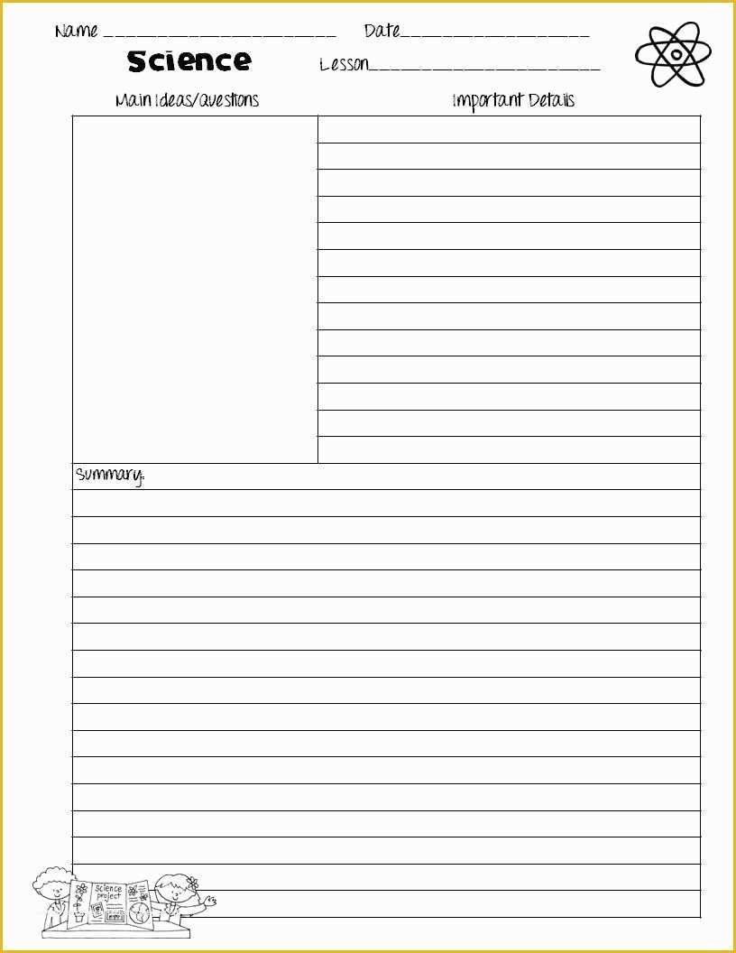 Free Dap Note Template Of Cornell Notes Templates for Science Freebie