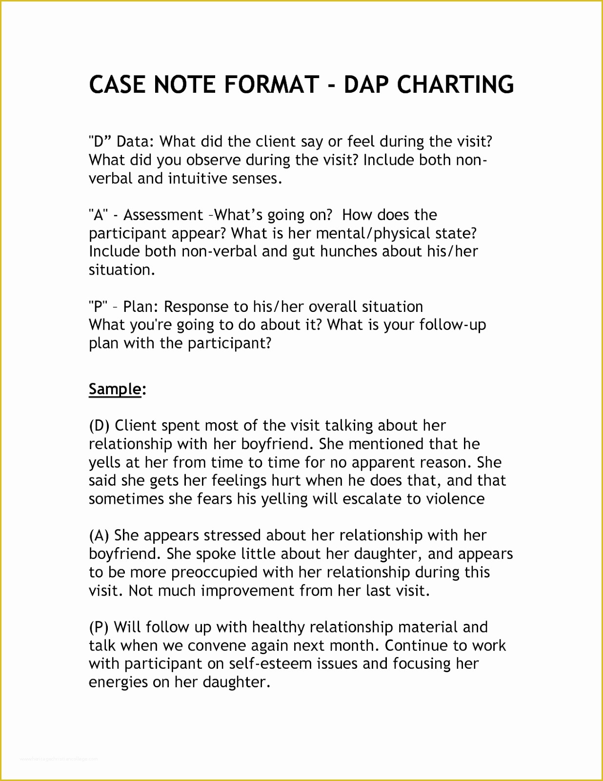 Free Dap Note Template Of Simple Dap Notes Template D Templates