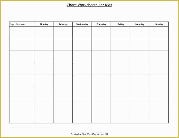 Free Data Chart Templates Of Free Printable Blank Chores Chart Google Search