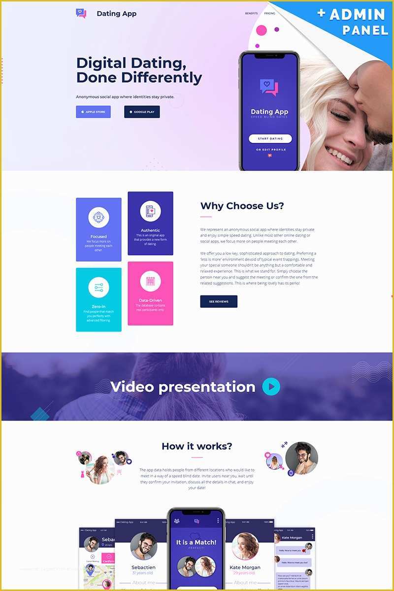 Free Dating App Template Of Dating App Motocms 3 Landing Page Template