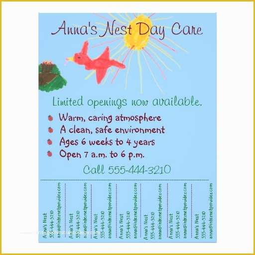 Free Daycare Flyer Templates Of Child Care Flyer Day Care Flyer W Tear Off Info