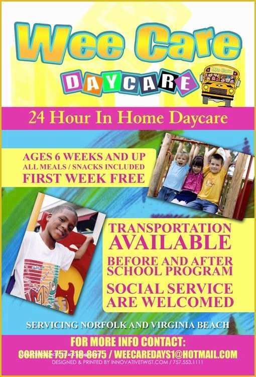Free Daycare Flyer Templates Of Wee Care Daycare Champagne Daycare