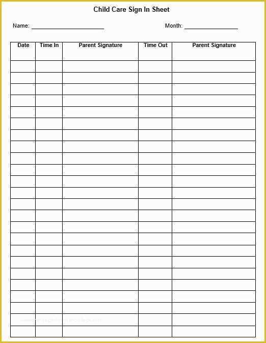 Free Daycare Templates Of 9 Free Sample Child Care Sign In Sheet Templates