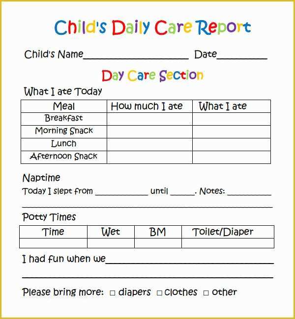 Free Daycare Templates Of Daily Report 7 Free Pdf Doc Download