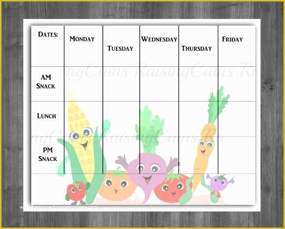 Free Daycare Templates Of Weekly Menu Template for Daycare