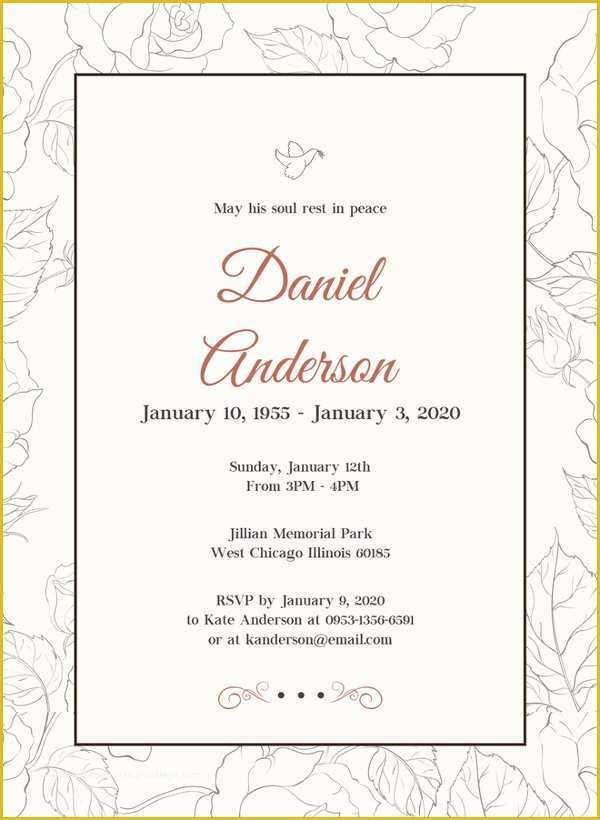 Free Death Announcement Card Templates Of 28 Funeral Invitation Templates Psd Ai
