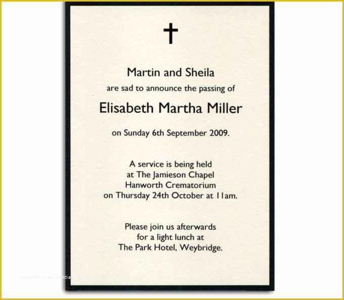 Free Death Announcement Card Templates Of Funeral Announcement Template