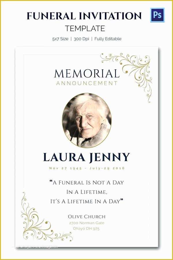 Free Death Announcement Card Templates Of Memorial Service Invitations – Funeral