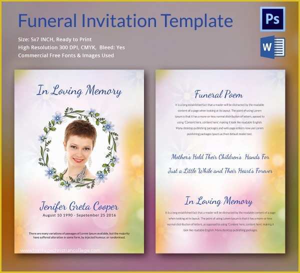 Free Death Announcement Card Templates Of Sample Funeral Invitation Template 11 Documents In Word