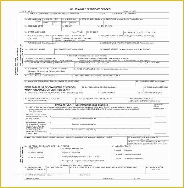 Free Death Certificate Translation Template Of 13 Sample Death Certificate Templates Pdf Doc