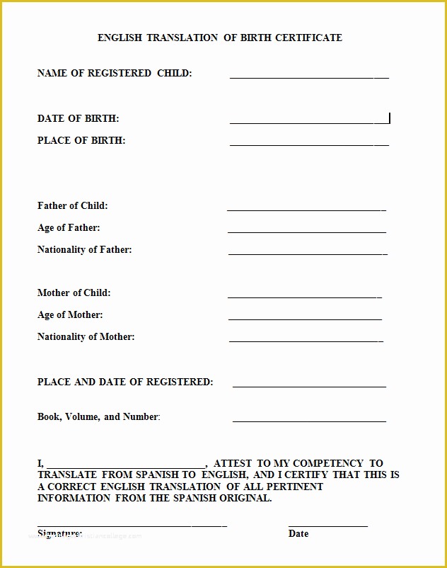 Free Death Certificate Translation Template Of 15 Birth Certificate Templates Word &amp; Pdf Template Lab