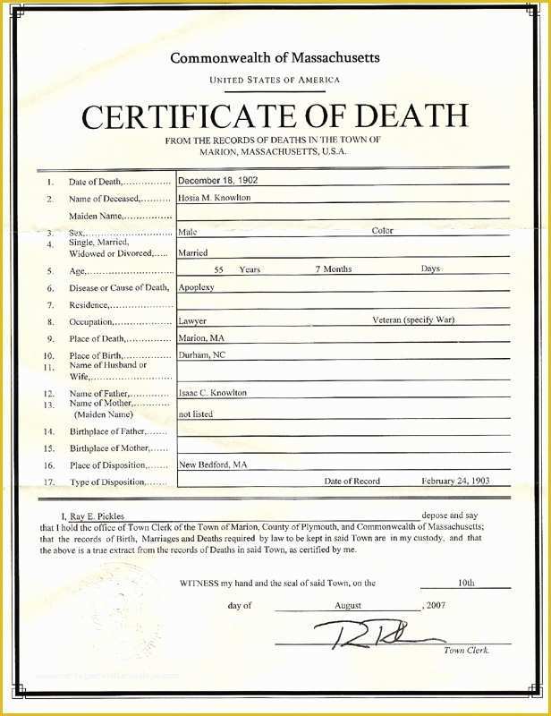 Free Death Certificate Translation Template Of August 2007 Heritagechristiancollege