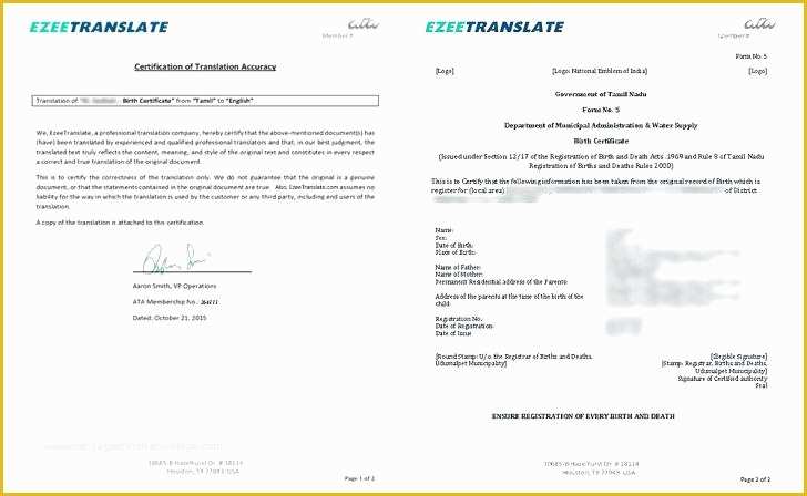 Free Death Certificate Translation Template Of Birth Certificate Translation Template Mexican Marriage