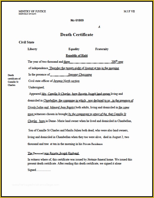 Free Death Certificate Translation Template Of Caribbean Living Jul 25 2010