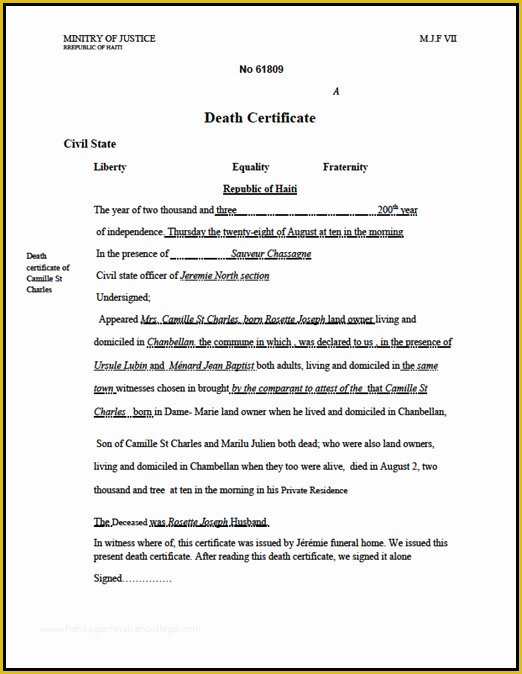 Free Death Certificate Translation Template Of Caribbean Living Jul 25 2010
