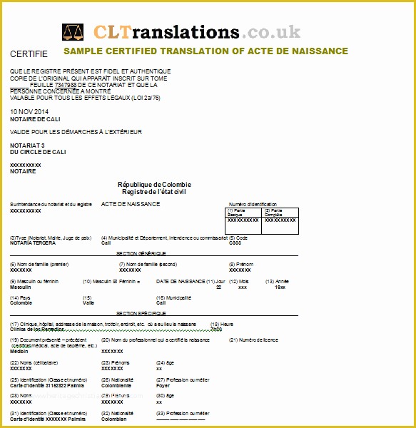 Free Death Certificate Translation Template Of Certified Translations French Into English