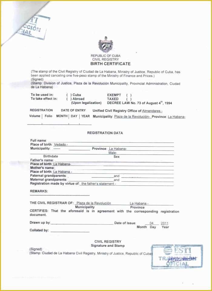 Free Death Certificate Translation Template Of Colombian Marriage Certificate Translation Template