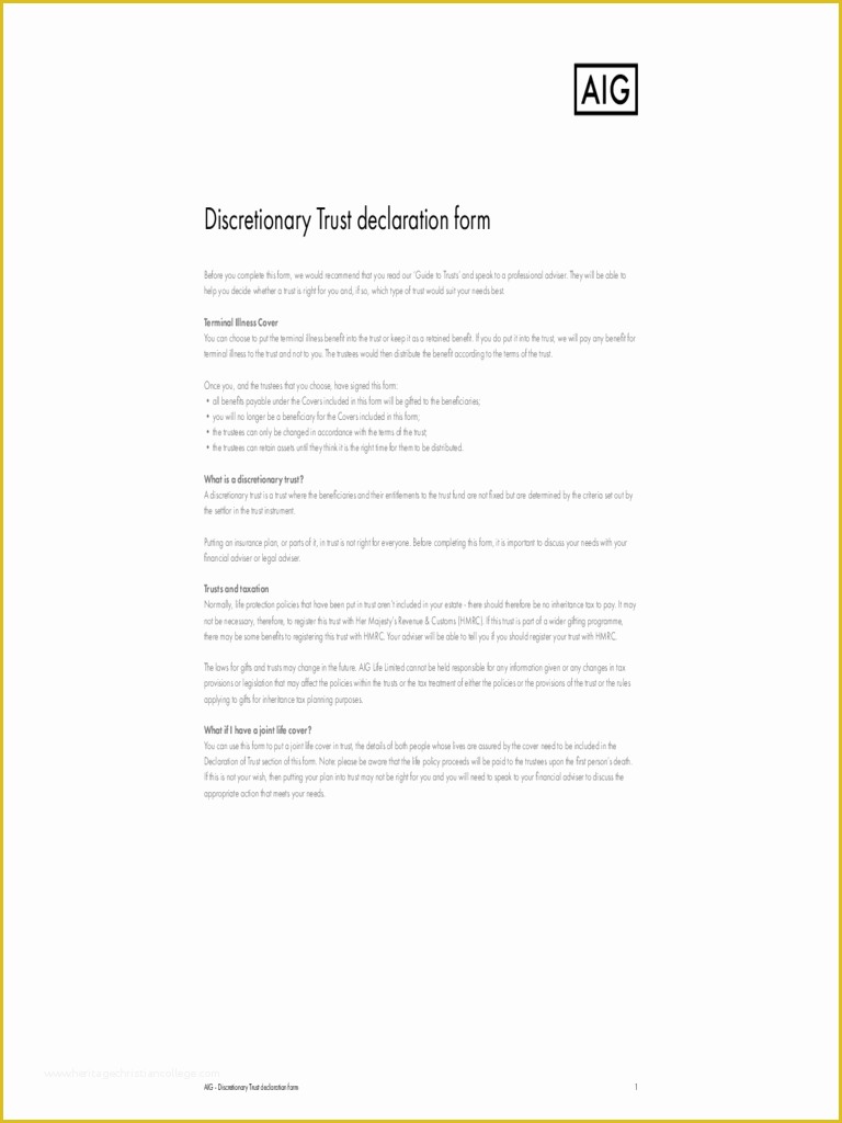 Free Declaration Of Trust Template Of Affidavit Truth Template Example Mughals