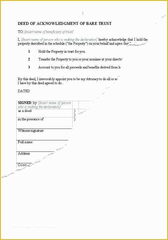 Free Declaration Of Trust Template Of Deed Of Trust Template Free – Superscripts