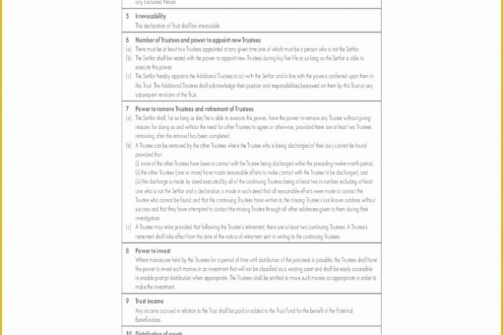 Free Declaration Of Trust Template Of Discretionary Trust Declaration form Free Download
