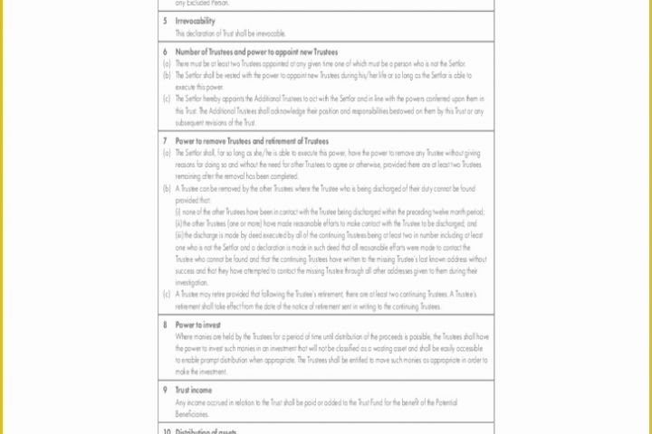 Free Declaration Of Trust Template Of Discretionary Trust Declaration form Free Download