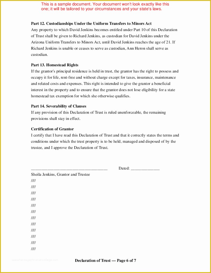 Free Declaration Of Trust Template Of Download Template Declaration Trust Free Cereswyn