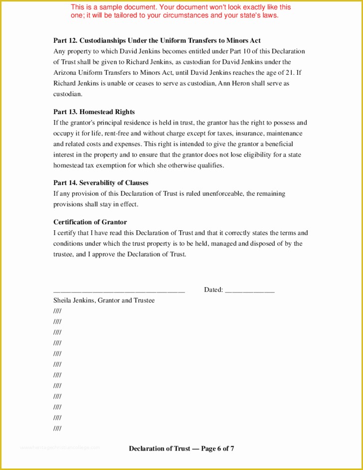 Free Declaration Of Trust Template Of Download Template Declaration Trust Free Cereswyn