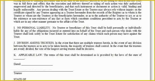 Free Declaration Of Trust Template Of Free Printable Declaration Nominee Trust